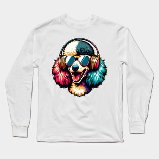 Smiling DJ Poodle Rocks the Party Night Long Sleeve T-Shirt